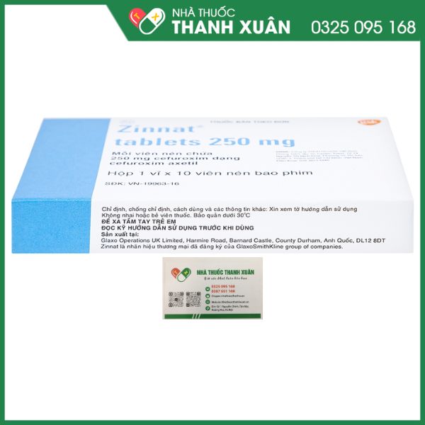 Zinnat tablets 250mg - Thuốc kháng sinh trị nhiễm khuẩn (10 viên)